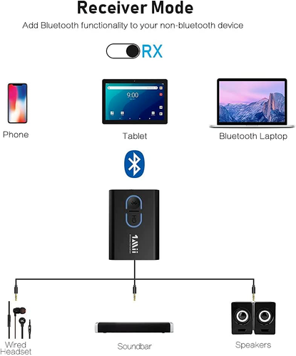 1Mii Miilink Bluetooth 5.0 Transmitter Empfänger für TV zu Wireless schwarz - Bild 5 von 8