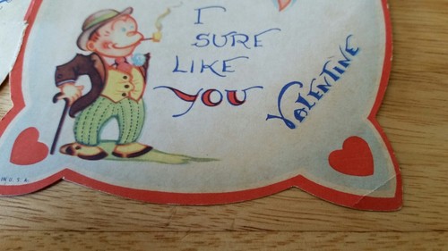 Vintage Valentine Card "By Jiggity I Sure Like You"Man Smoking 1930 Ephemara - Picture 6 of 8