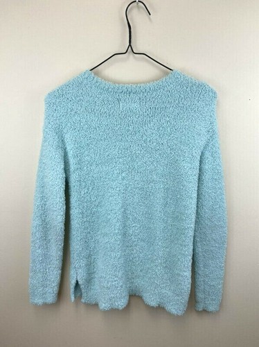 Justice 16 Chenille Sequin Rainbow Happy Sweater Mint Aqua Thumb Holes - Picture 3 of 5