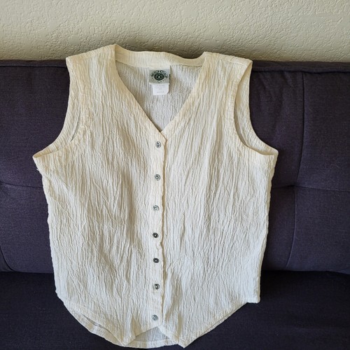 Vintage Tomtom Crinkle Vest Top Skirt Womens M Cotton Linen Minimalist Boho - Picture 2 of 22