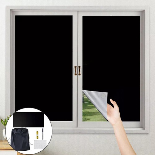Blackout Static Cling Window Glass Film Sun UV Block Privacy Protection Glueless - Picture 4 of 12