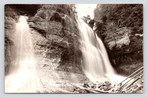 RPPC Miners Falls Munising Michigan Scenic View Water Fall VTG Photo Postcard - Picture 1 of 2