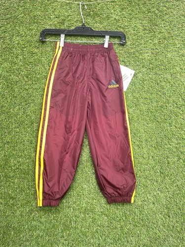 Vintage Adidas Trackpants Toddler Little Kids Large Maroon Neon Yellow 90s - Picture 1 of 18