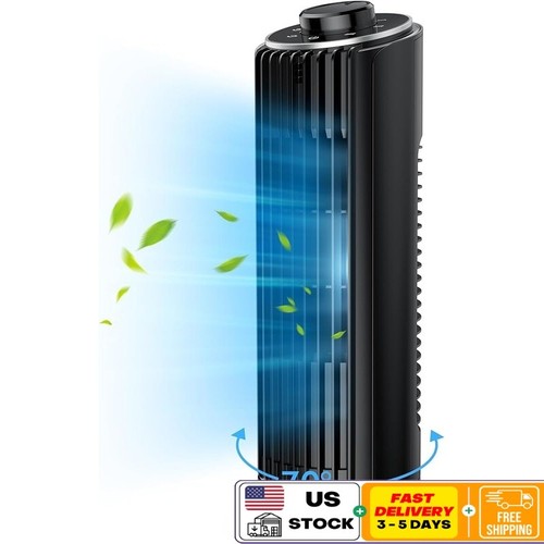 Portable 23ft/s Bladeless Tower Fan W/ 70° Oscillating Quiet Night Cooling New
