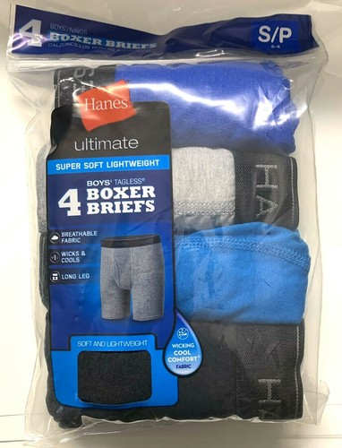 Hanes Boys' Ultimate Long Leg Boxer Brief 4-Pack, Assorted - Picture 3 of 3