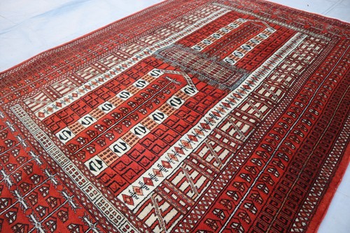 1990s Antique Rug 4x6 Handmade Wool Rug, Afghan Old Nomadic Turkmen Parda Rug - Picture 5 of 15
