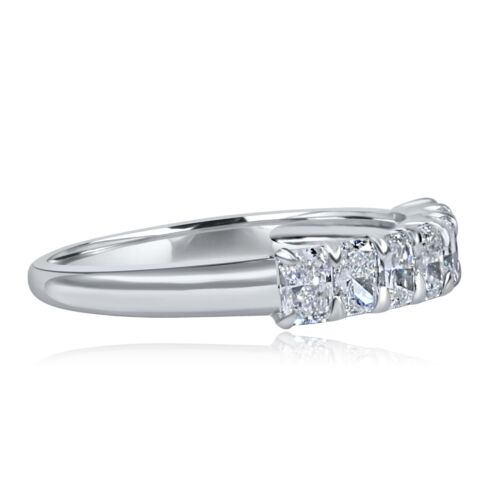 Bracelet de mariage diamant cultivé en laboratoire taille rayonnante 1,00 ct or blanc 14 carats 7 pierres - Photo 6 sur 19