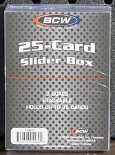 25 Card Slider Box (2 Box Pack) For Sports & Gaming Cards Stackable BCW NEW