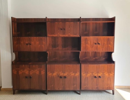 Italian modern design bookcase from 1960 brazilian rosewood veneered - Picture 2 of 13