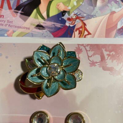 Mulan Lotus Hair Clip Barrette Blue/Green Enamel Gold Tone Euro Disney Licensed Mulan Lotus Hair Clip Barrette Blue/Green Enamel Gold Tone  main image 2