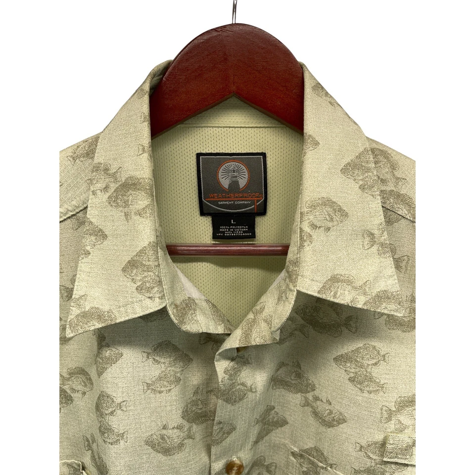 Weather Proof Mens Large Green Fish Pattern Hiking Fishing Camping Vented Babies - Image 2 of 4