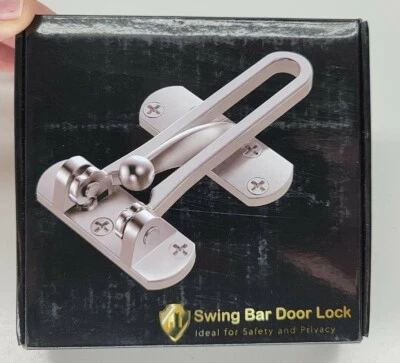 Door Security Guard in Satin Nickel Swing Bar Heavy Duty Lock Gate Safety Home - Image 1 of 4