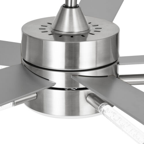 60" Modern Ceiling Fan w/ Light Crystal Rod Remote Control Reversible Silver - Picture 9 of 11