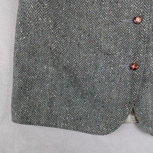 Triona Design Vest Womens L Gray Ireland Wool Herringbone Tweed Button Front - Picture 6 of 20