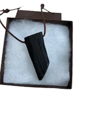 Irish Bog Oak Pendant Cord Necklace Celtic Ancient Dark Wood Magical Strength
