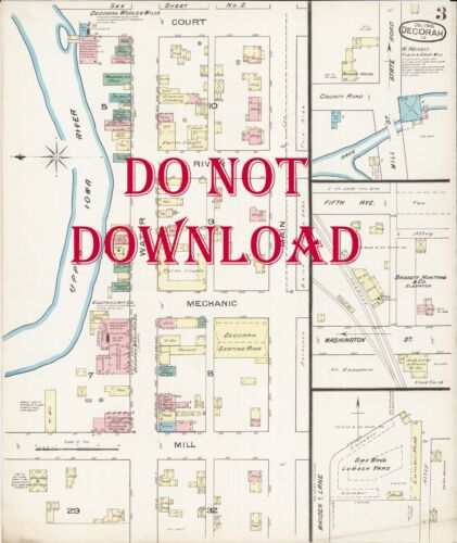 COPY 1885 Three Maps entire town of Decorah Iowa highly Detailed - Picture 3 of 3