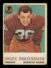 1959 TOPPS FOOTBALL #172 CHUCK DRAZENOVICH WASHINGTON REDSKINS 