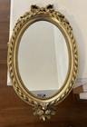 Home Interiors Hollywood Regency Gold Ornate Oval Accent Wall Mirror Bow Flowers