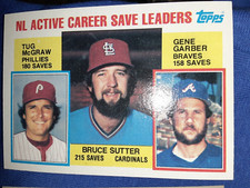 1984 Topps - Career Leaders #709 Gene Garber, Tug McGraw, Bruce Sutter mvp hof