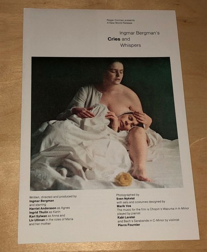 Cries And Whispers Movie Program 1973 Ingmar Bergman Film Harriet Andersson  - Picture 1 of 5