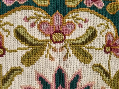 Vintage Handgenähter Arraiolos Wollteppich 66x41 cm - Bild 7 von 12