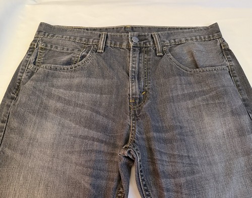 LEVI’s 527 Jeans Mens 34x30” Gray Bootcut Wide Leg Denim Charcoal Distressed EUC - Picture 11 of 15