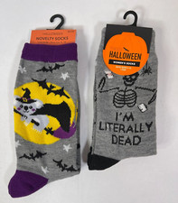 Halloween Socks set of 2 pairs Women Shoe Sz 4-10 Koala Witch/I'm Literally Dead