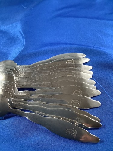 Antique Set 12 Whiting Lily of the Valley Sterling Silver Ice Cream Forks Mono T - Picture 5 of 8