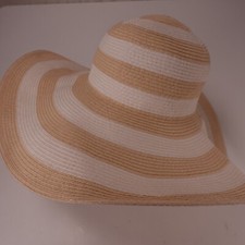 Shade Shore Wide Brim Floppy Beach Hat Tan White Summer Sun Protection Cap