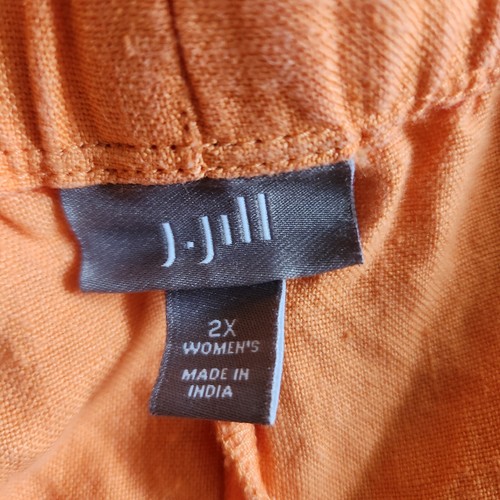 J Jill Pants Womens 2X Orange Linen Wide Leg Crop Beach Boho Chic Cool Cruise - Bild 8 von 18