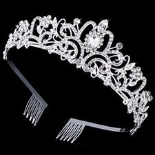 Silver Crystal Crowns Tiara for Women, Girls Elegant 1Pcs Silver Crown 1PCS