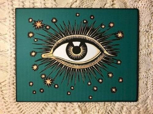 Allsehende Wandkunst, Vintage-Stil, böser Blick, handgefertigte Plakette/Schild - Bild 3 von 5