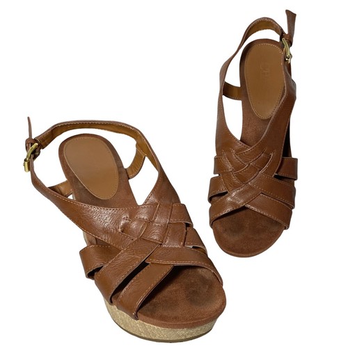 Chaps Wedge Heels 10 Brown Slingback JAIDA - Picture 2 of 8