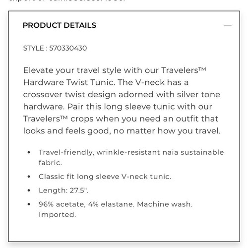 Chico's Travelers Hardware Twist blau Langarm Tunika 3 16 XL - Bild 12 von 13