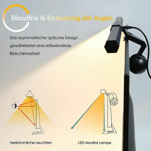 ZMH LED Monitor Computer Lampe Bildschirmlampe Klemmleuchte Schreibtischlampe - Afbeelding 5 van 9