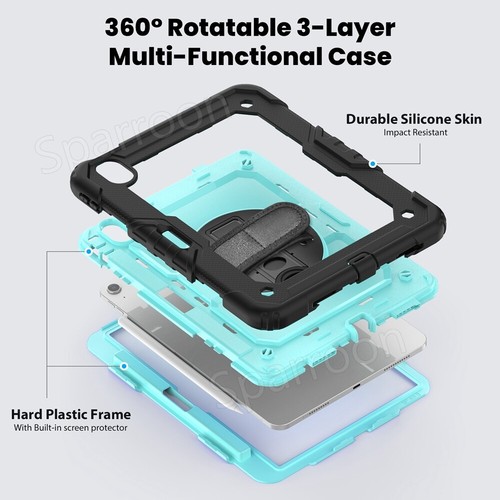 For iPad Air 11 13 Inch M3/M2 Heavy Duty Full Body Case Stand Cover with Strap - Picture 125 of 152