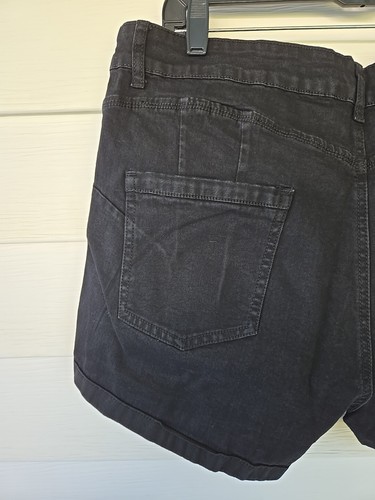 Pantaloncini di jeans neri invecchiati elasticizzati denim corti ritagli 2XL - Foto 9 di 12