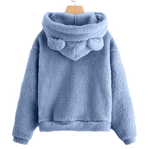 Women's Long Sleeve Teddy Bear Ear Hooded Sweatshirts Ladies Fluffy Hoodies Top - Picture 22 of 26