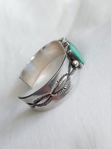 Vintage Helen Harrison Navajo ingot sterling silver turquoise bracelet, 35 g - Picture 2 of 7