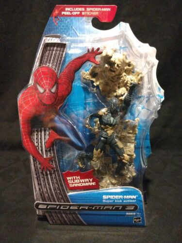 Marvel Hasbro 2007 Spiderman 3 with Subway Sandman, super kick action! NEW - Picture 1 of 7