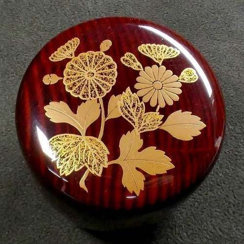 Japan antique vintage Hohunsai Natsume by Yuho tea caddy chrysanthemum chado - Picture 5 of 10