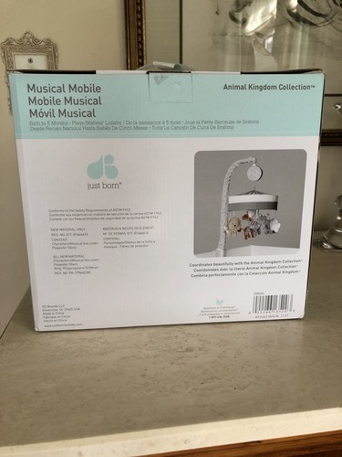 Just Born Animal Kingdom Musical Mobile, Safari/Jungle Grey NEW In BOX! - Picture 6 of 12