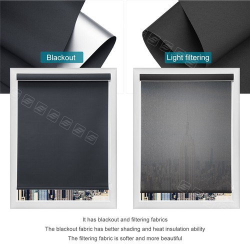 Window Blinds 100% Blackout Thermal Insulated Fabric Blinds Roller Shades - Bild 15 von 29