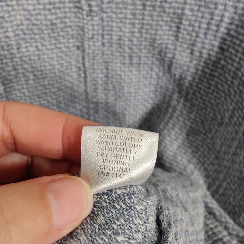 FLAX Linen Peasant Top Long Sleeve Lightweight Vacation Knit Blue Women Size M - Picture 8 of 9