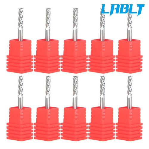 LABLT 10 piezas 1/8" diámetro 4 flautas 1/2" LOC 1-1/2" OAL carburo fresadora de extremo cuadrado - Imagen 3 de 10