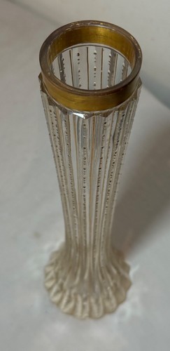 Antique handmade Czech Moser cut gold gilded glass crystal bud flower vase - Picture 9 of 11