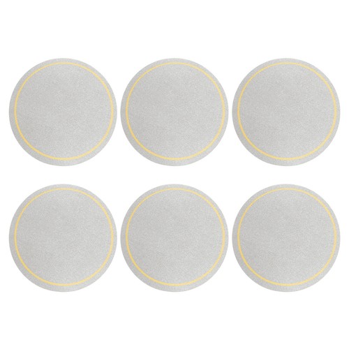 6 Pcs Leather Coasters, Round Drinks Coasters(4 Inch, Silver)