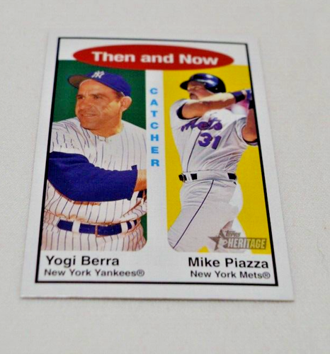 2001 TOPPS HERITAGE - MIKE PIAZZA AND YOGI BERRA THEN AND NOW CARD TH 1 - Picture 2 of 4