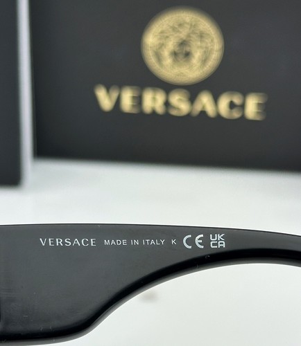 Versace Geometric Sunglasses VE4361 5398/87 Black Studded Frame Dark Grey Lens - Picture 8 of 8