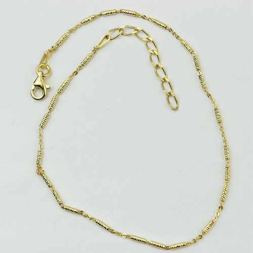 Mode Frauen 925 Sterlingsilber Gold Barren Kette Fußkettchen Fuß Armband 9-10,4" - Bild 6 von 6